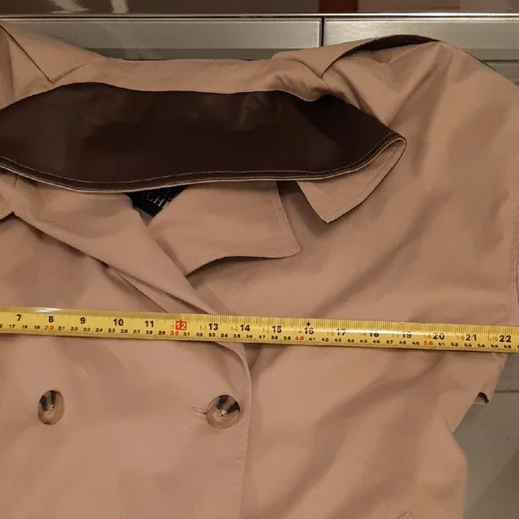 NWT Badgley💝Mischka DOUBLE BREASTED Classic Tan Trench Coat Sz L - Picture 13 of 16